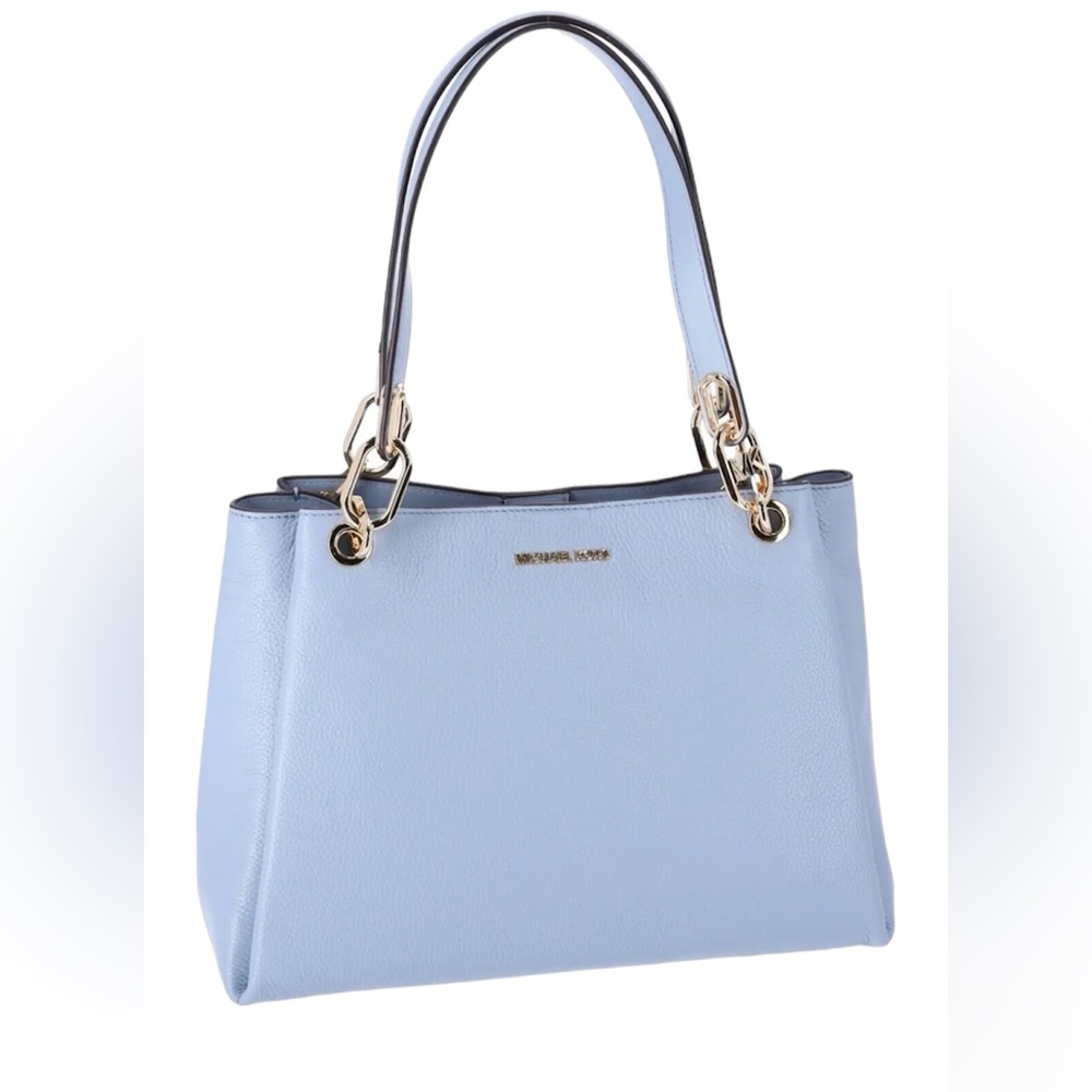 MICHAEL KORS- LARGE TRISHA PEBBLED LEATHER SHOULDER BAG